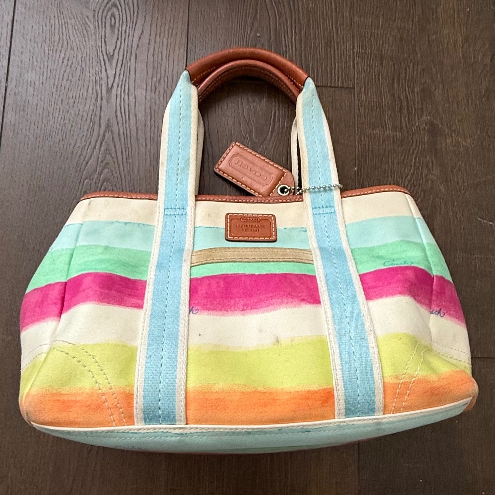 2007 Coach Hamptons Watercolor Stripe Tote
